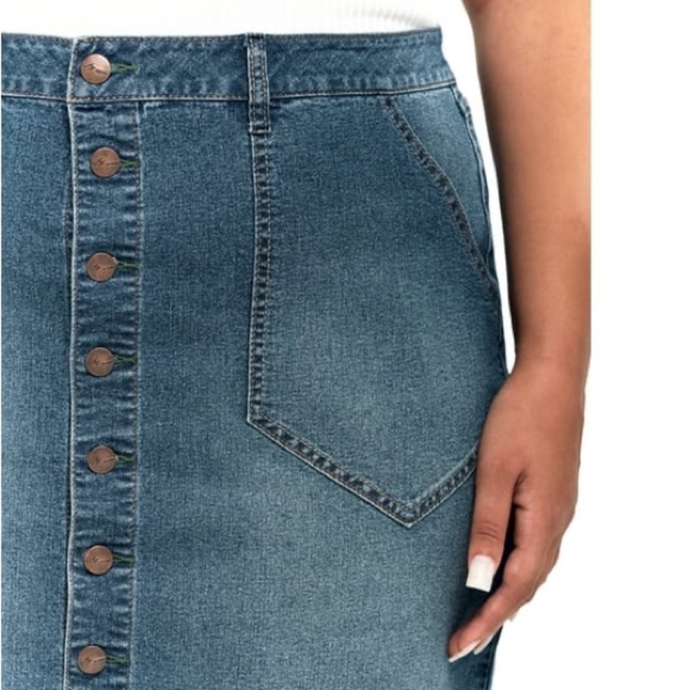 1822 Denim Blue Jeans Mini Skirt Stretch Button Detail Casual Size 10 Party Date